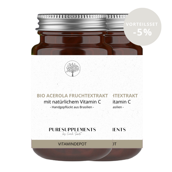 Premium Bio Acerola Kirsche Vitamin C hochdosiert 17% (Wildwuchs, XL Pack)