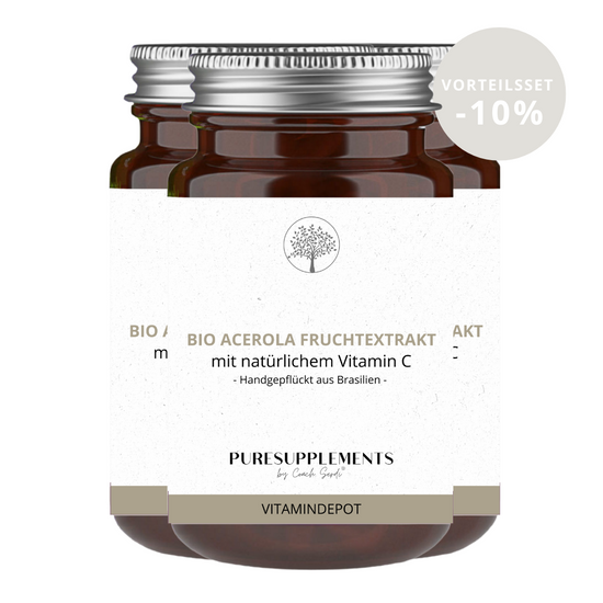 Premium Bio Acerola Kirsche Vitamin C hochdosiert 17% (Wildwuchs, XL Pack)