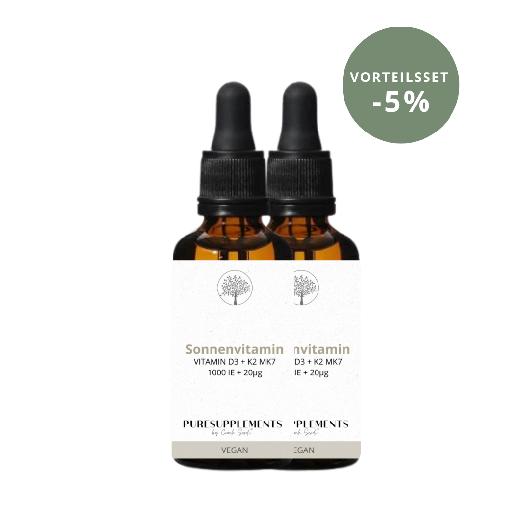 Premium Vitamin D3K2 VEGAN All Trans MK7 Tropfen - 30ML hoch bioverfügbar  mit 1000 Tropfen (Europa, Basic, aus Baumflechten, D3 1.000IE + K2 20ug)