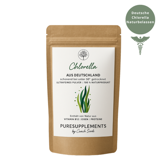 Premium deutsche Chlorella Pulver 100% Rohkost (Regional, naturbelassen & hohe Reinheit, 150g)