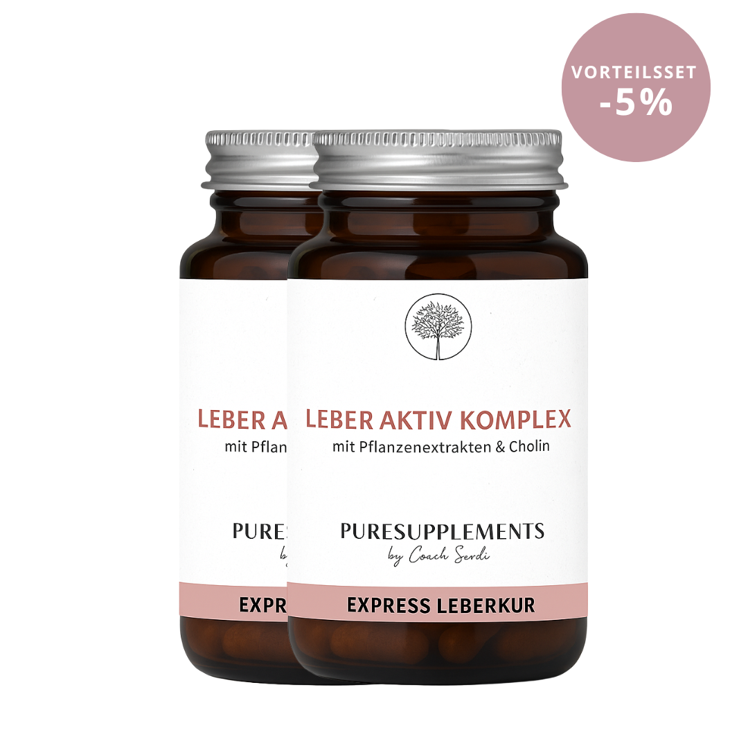 Express Leberkur Komplex aus Pflanzenextrakten mit Cholin (Leber Aktiv, Mariendistelsamen, Artischockenextrakt, Löwenzahnextrakt, Wermutkrautextrakt, Bambussprossenextrakt, 120 Kapseln)