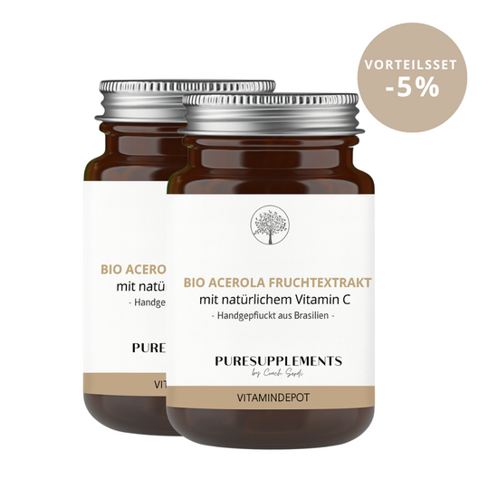 Premium Bio Acerola Kirsche Vitamin C hochdosiert 17% (Wildwuchs, XL Pack)