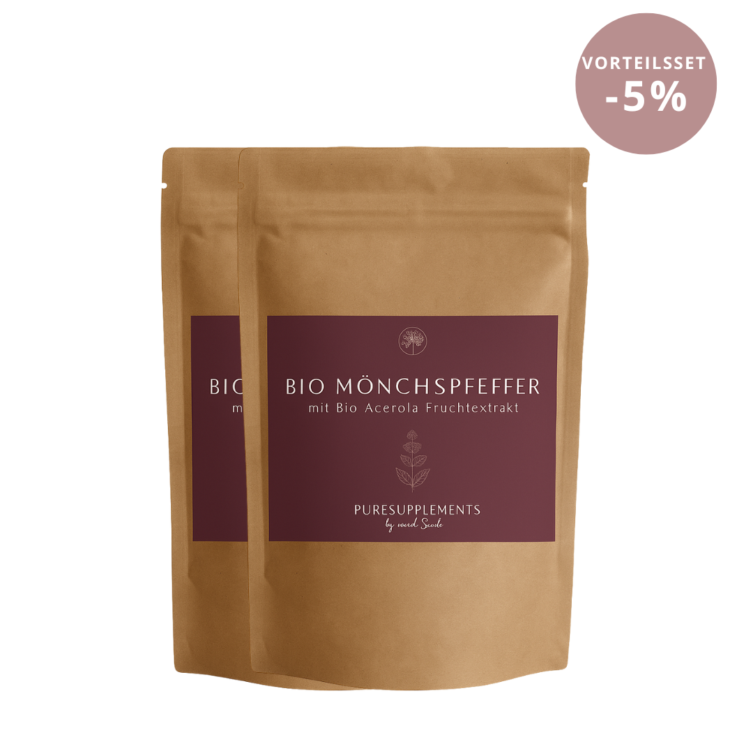 Premium Bio Mönchspfeffer Spezial Fruchtextrakt mit Bio Acerola-Fruchtextrakt 17% (4:1 Spezial Extrakt, Yin & Yang Balance, Wasserextraktion)