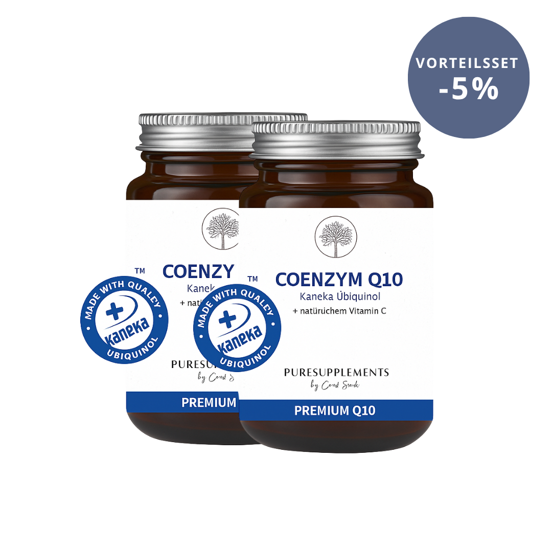 Premium Kaneka Ubiquinol® COENZYM Q10 mit Bio Camu Camu Pulver (Original aus Japan, 100mg bioaktive Form Ubiquinol® Q10 + Bio Vitamin C, 100% pflanzlich, 30 Kapseln)