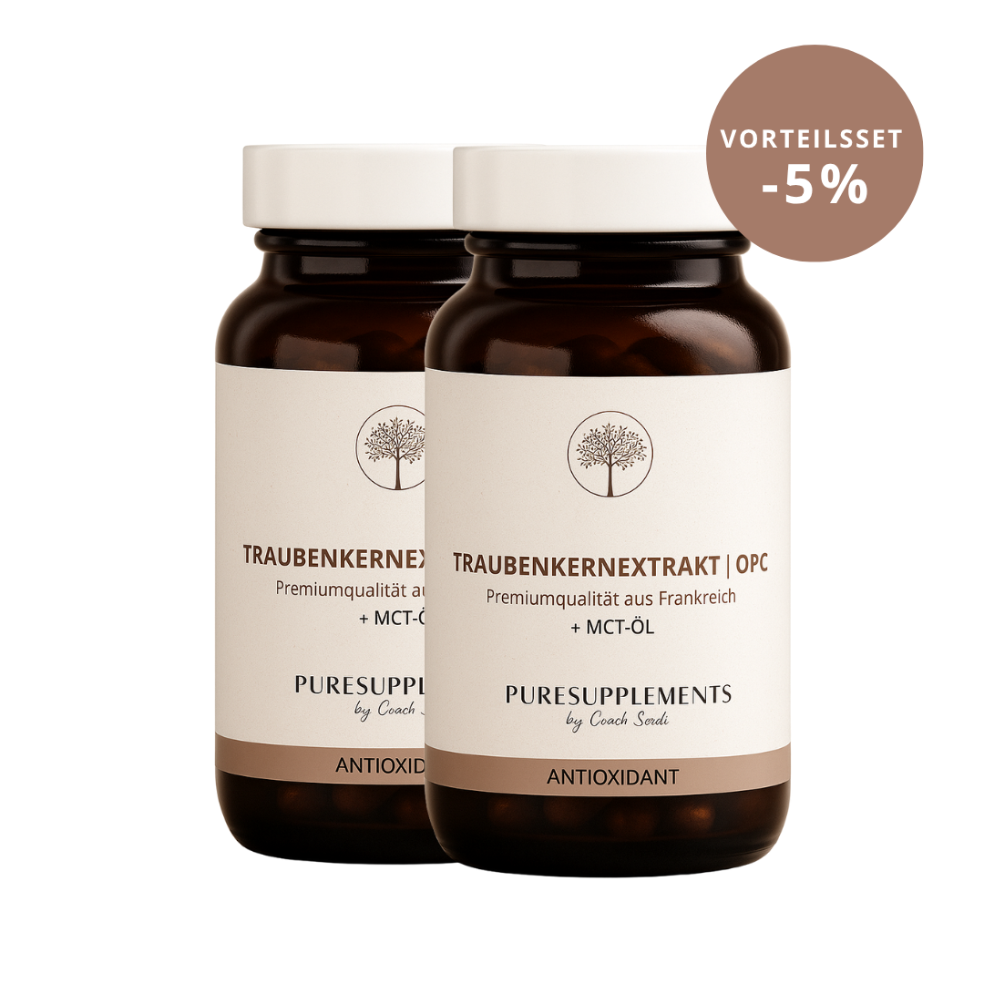 Premium Nativ-OPC 440mg VinOseed® Traubenkernextrakt aus Spitzenanbau Frankreich + MCT-ÖL (Rebsorte Vitis Vinefera L., hochreine Wasserextraktion, Sulfit-frei, echtes OPC)