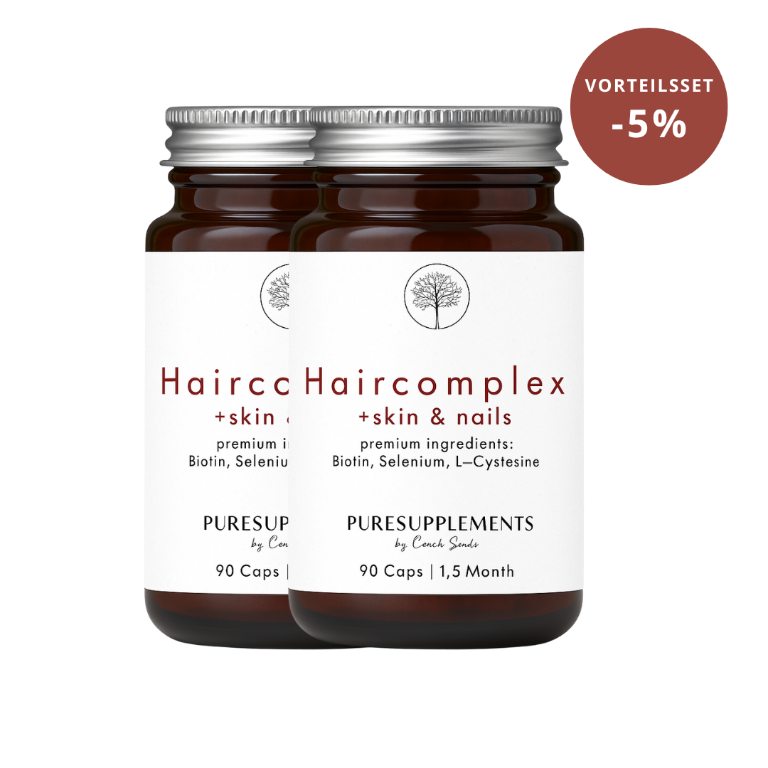 Premium Unisex Haarkomplex + Haut & Nägel (Amino L-Methionin & L-Cystein, Selen, Guavenblattextrakt Zink, Curryblattextrakt Eisen, Kupfer, Bambussprossen Silizium, MSM, Bio Camu Camu Vitamin C, Buchweizen Biotin, 90 Kapseln für Haar)