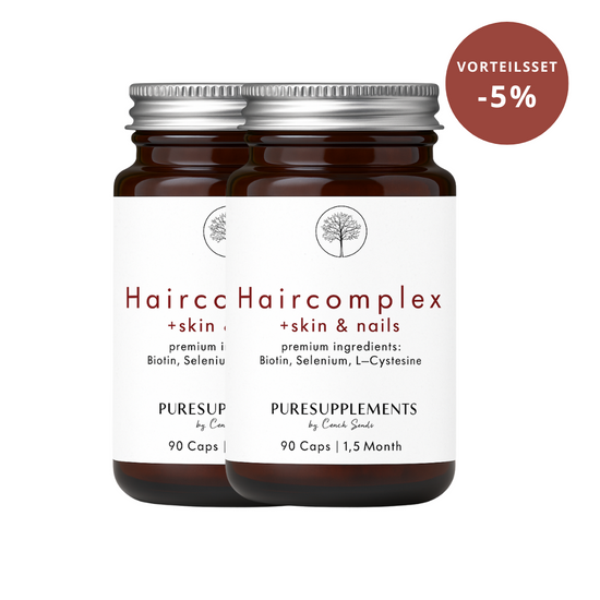Premium Unisex Haarkomplex + Haut & Nägel (Amino L-Methionin & L-Cystein, Selen, Guavenblattextrakt Zink, Curryblattextrakt Eisen, Kupfer, Bambussprossen Silizium, MSM, Bio Camu Camu Vitamin C, Buchweizen Biotin, 90 Kapseln für Haar)
