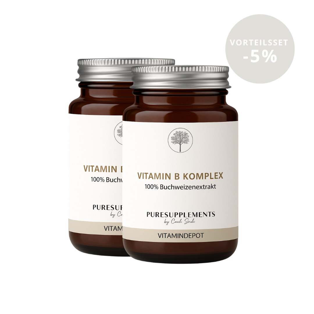 Premium Vitamin B Komplex aus Bio Buchweizen Keimlingen (B1,B2,B3,B5,B6,B7,B9,B12, B, Folsäure Folat)