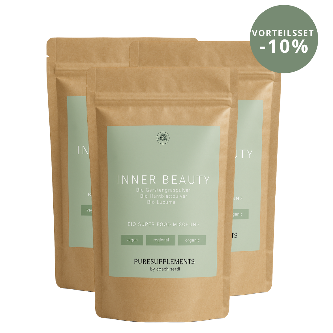 INNER BEAUTY - Haut, Haare & Nägel | Bio Super Food Mischung (+Gerstengraspulver & Lucuma)