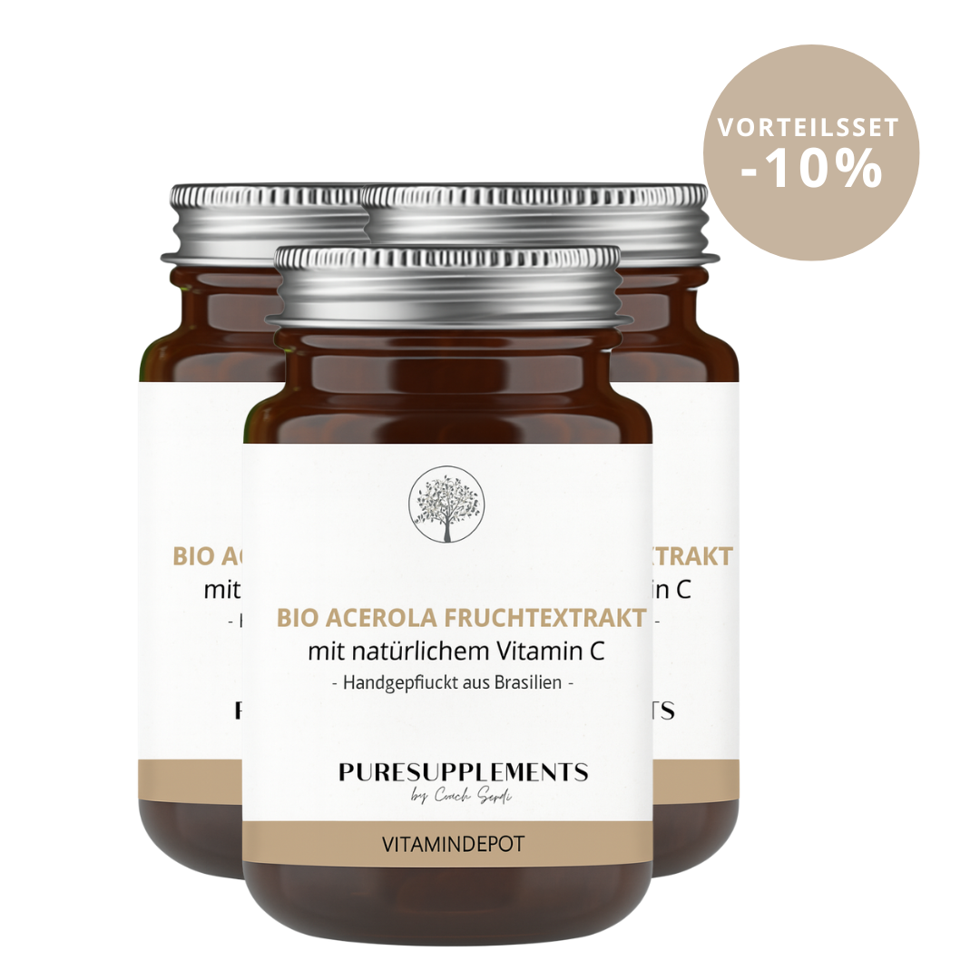 Premium Bio Acerola Kirsche Vitamin C hochdosiert 17% (Wildwuchs, XL Pack)