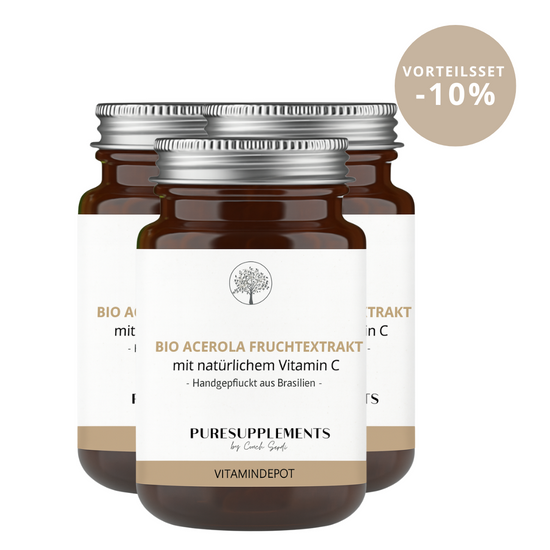 Premium Bio Acerola Kirsche Vitamin C hochdosiert 17% (Wildwuchs, XL Pack)