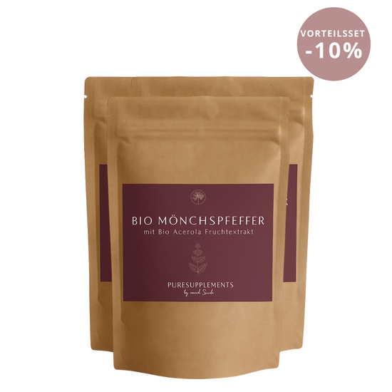 Premium Bio Mönchspfeffer Spezial Fruchtextrakt mit Bio Acerola-Fruchtextrakt 17% (4:1 Spezial Extrakt, Yin & Yang Balance, Wasserextraktion)