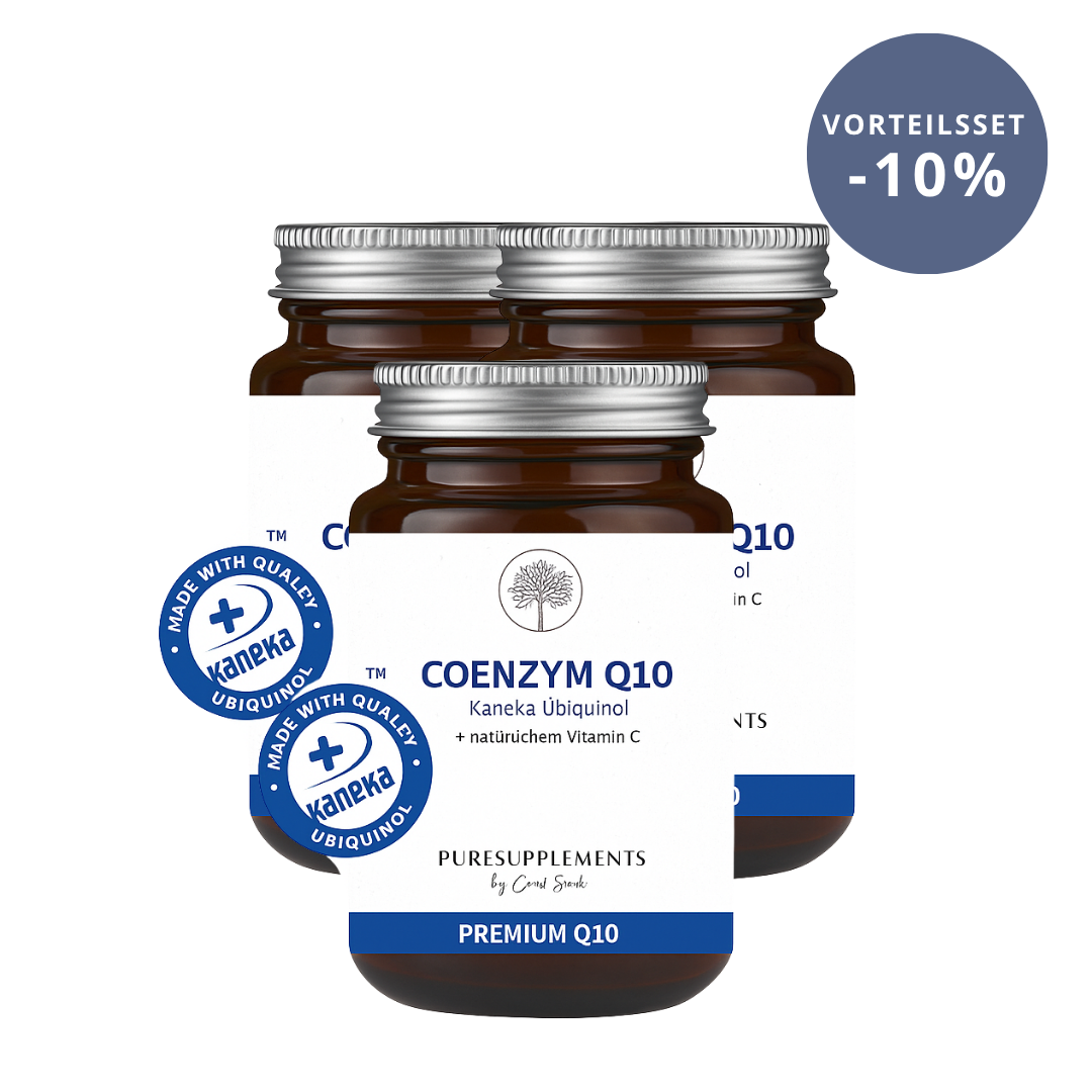 Premium Kaneka Ubiquinol® COENZYM Q10 mit Bio Camu Camu Pulver (Original aus Japan, 100mg bioaktive Form Ubiquinol® Q10 + Bio Vitamin C, 100% pflanzlich, 30 Kapseln)