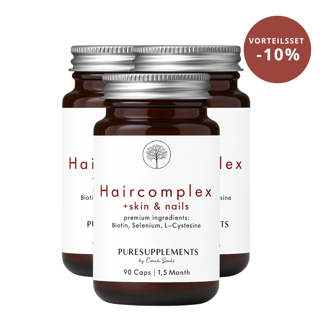 Premium Unisex Haarkomplex + Haut & Nägel (Amino L-Methionin & L-Cystein, Selen, Guavenblattextrakt Zink, Curryblattextrakt Eisen, Kupfer, Bambussprossen Silizium, MSM, Bio Camu Camu Vitamin C, Buchweizen Biotin, 90 Kapseln für Haar)