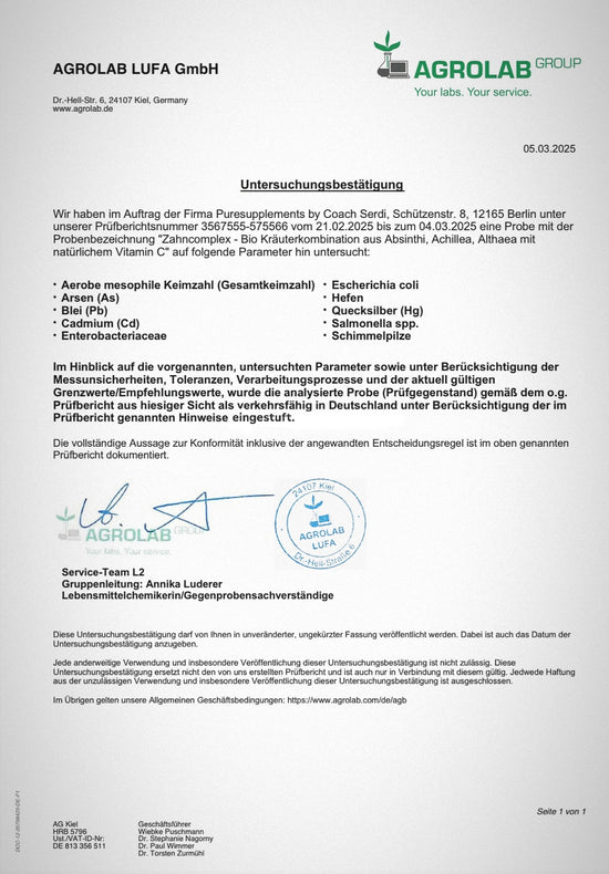 Bio Zahnkomplex (100% Innerbalance Zahn Wildkräuter aus Wermut Pulver, Scharfgarbenkraut Pulver, Eibischwurzel Pulver mit  Camu Camu Pulver, Wildsammlung & Rohkostqualität)