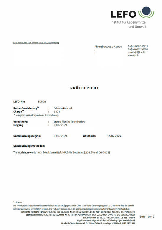 Premium Bio Schwarzkümmelöl naturtrüb aus Spitzenanbau Ägypten (Intensives Aroma, ungefiltert & direkt kaltgepresst, Spitzenqualität + extra hoher Thymochinon-Gehalt 850+, Special Edition, 100ML)