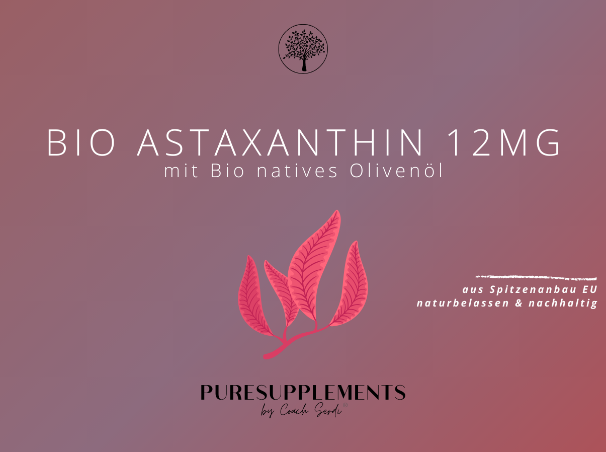 Premium Bio Astaxanthin 12mg mit Bio Olivenöl aus Spitzenanbau Europa (Extra Stark, Hochdosiert, Vollspektrum Komplex, vegan, Kaltpressung nativ, +Zeaxanthin & Beta-Carotin, 60 Kapseln)