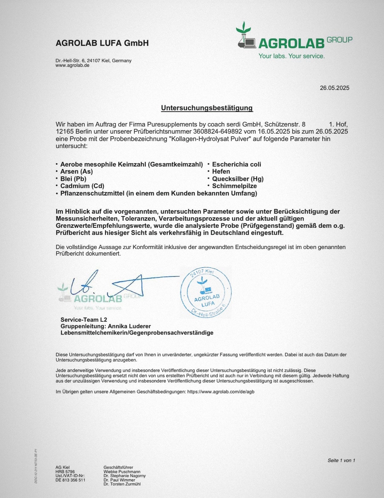 Kollagen-Hydrolysat Pulver aus Europa (mit 18 Aminosäuren + Kollagen Typ 1, 2, 3,  bioaktive Peptide, grasgefüttert, Weiderind, 500g)