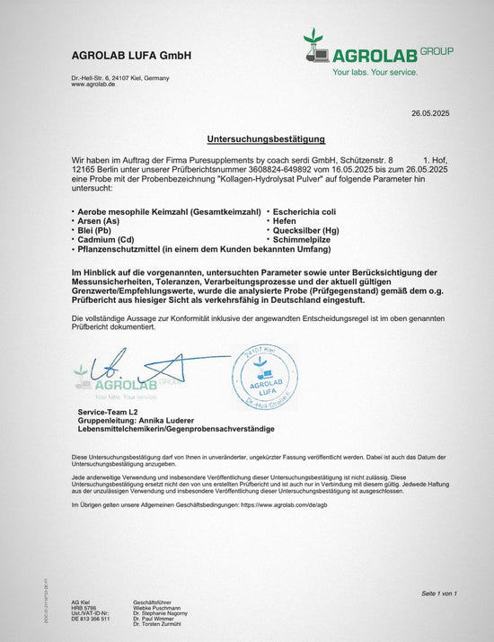 Kollagen-Hydrolysat Pulver aus Europa (mit 18 Aminosäuren + Kollagen Typ 1, 2, 3,  bioaktive Peptide, grasgefüttert, Weiderind, 500g)