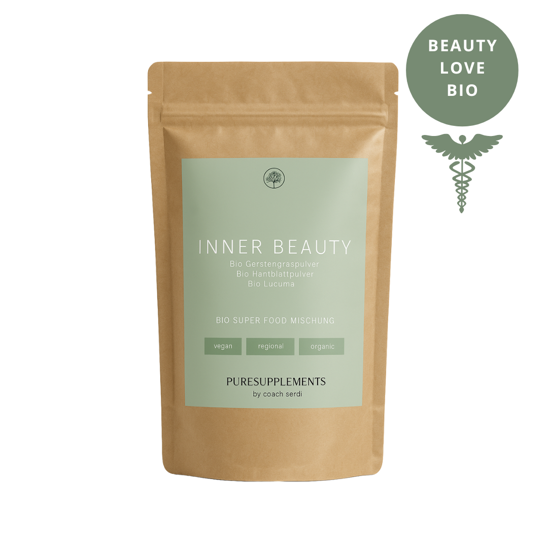 INNER BEAUTY - Haut, Haare & Nägel | Bio Super Food Mischung (+Gerstengraspulver & Lucuma)
