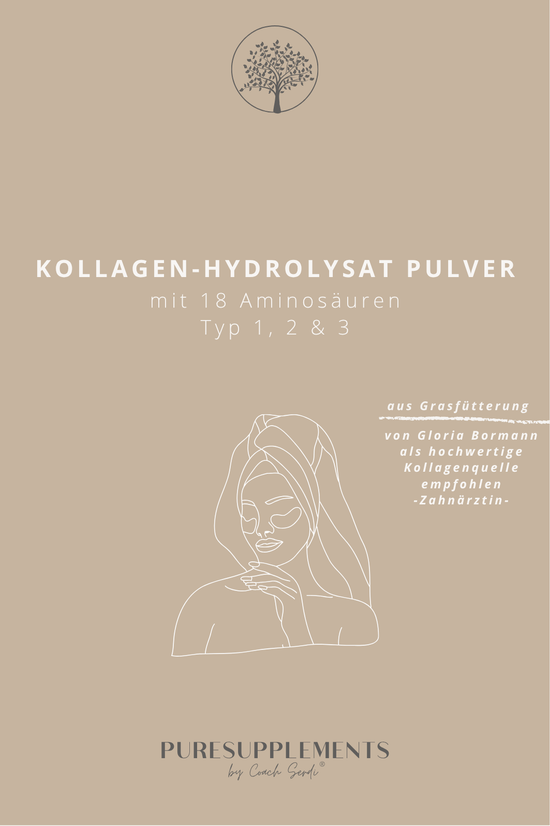 Kollagen-Hydrolysat Pulver aus Europa (mit 18 Aminosäuren + Kollagen Typ 1, 2, 3,  bioaktive Peptide, grasgefüttert, Weiderind, 500g)
