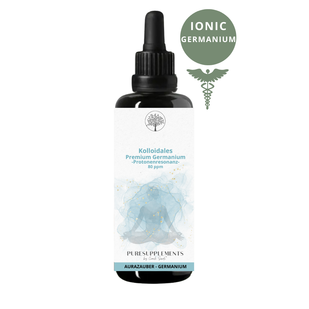 Kolloidales Ionic Germanium 80 ppm - Protonenresonanz  (100ml, Bidestillat, organisch, Mironglas, +Sprühkopf)