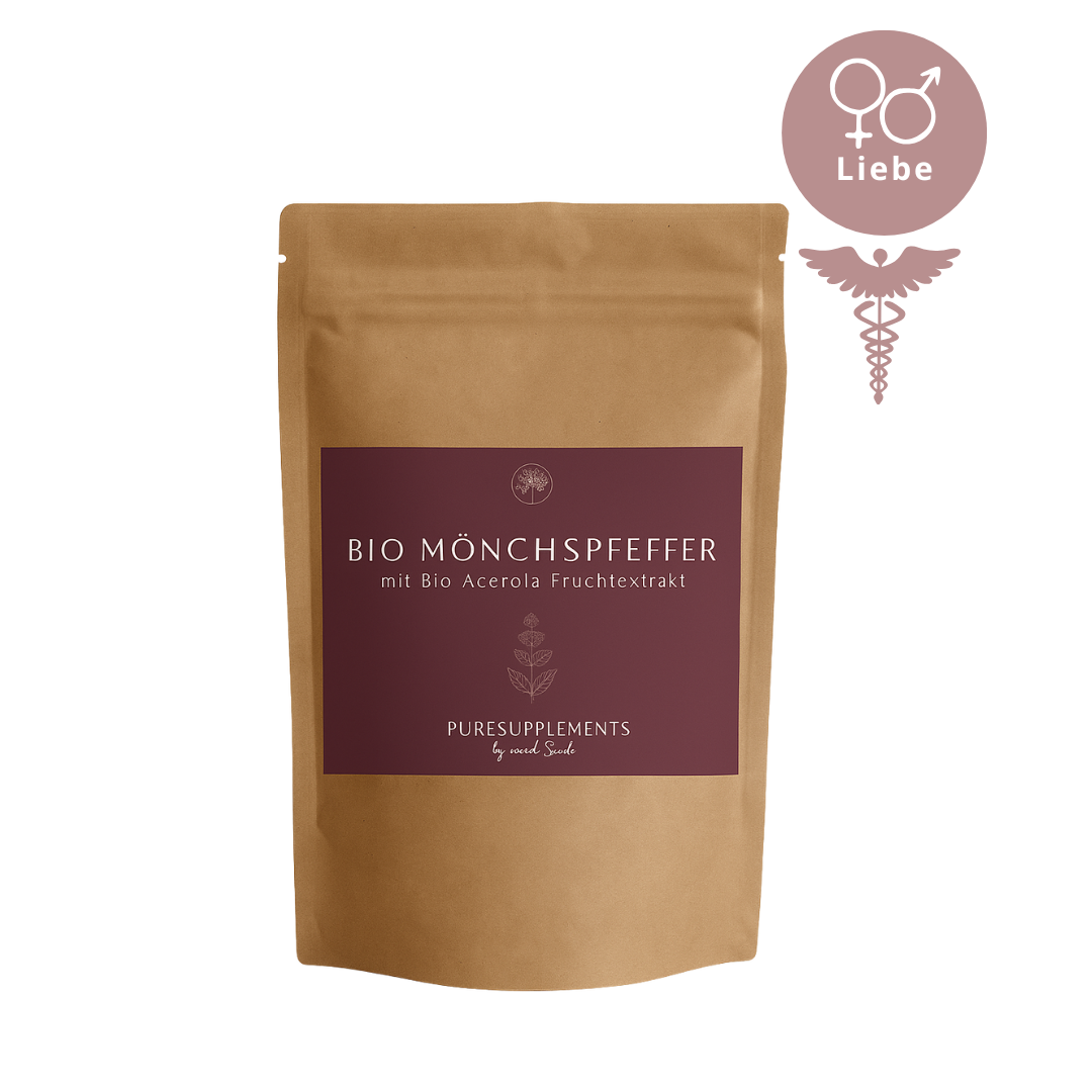 Premium Bio Mönchspfeffer Spezial Fruchtextrakt mit Bio Acerola-Fruchtextrakt 17% (4:1 Spezial Extrakt, Yin & Yang Balance, Wasserextraktion)