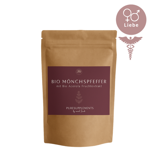 Premium Bio Mönchspfeffer Spezial Fruchtextrakt mit Bio Acerola-Fruchtextrakt 17% (4:1 Spezial Extrakt, Yin & Yang Balance, Wasserextraktion)