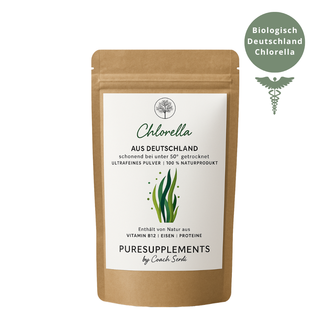 Premium deutsche Chlorella Pulver 100% Rohkost (Regional, biologisch hohe Reinheit, 150g)
