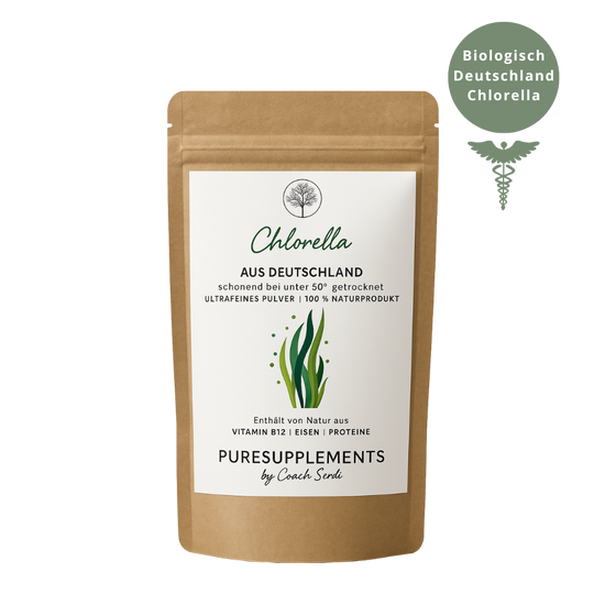 Premium deutsche Chlorella Pulver 100% Rohkost (Regional, biologisch hohe Reinheit, 150g)