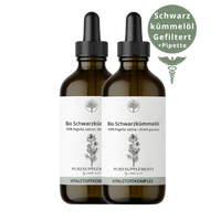 Premium Bio Schwarzkümmelöl aus Spitzenanbau Ägypten (Mildes Aroma, schonend gefiltert, 2x 50ml mit Pipette, direkt kaltgepresst, Spitzenqualität + Thymochinon)