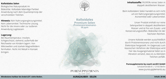 Kolloidales Ionic Selen 58 ppm - Protonenresonanz  (20ml, Bidestillat, Mironglas + Sprühkopf)