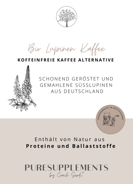 Bio Süßlupinen-Kaffee 250g - ohne Koffein und Kaffeesäure (Lupine geröstet & gemahlen)