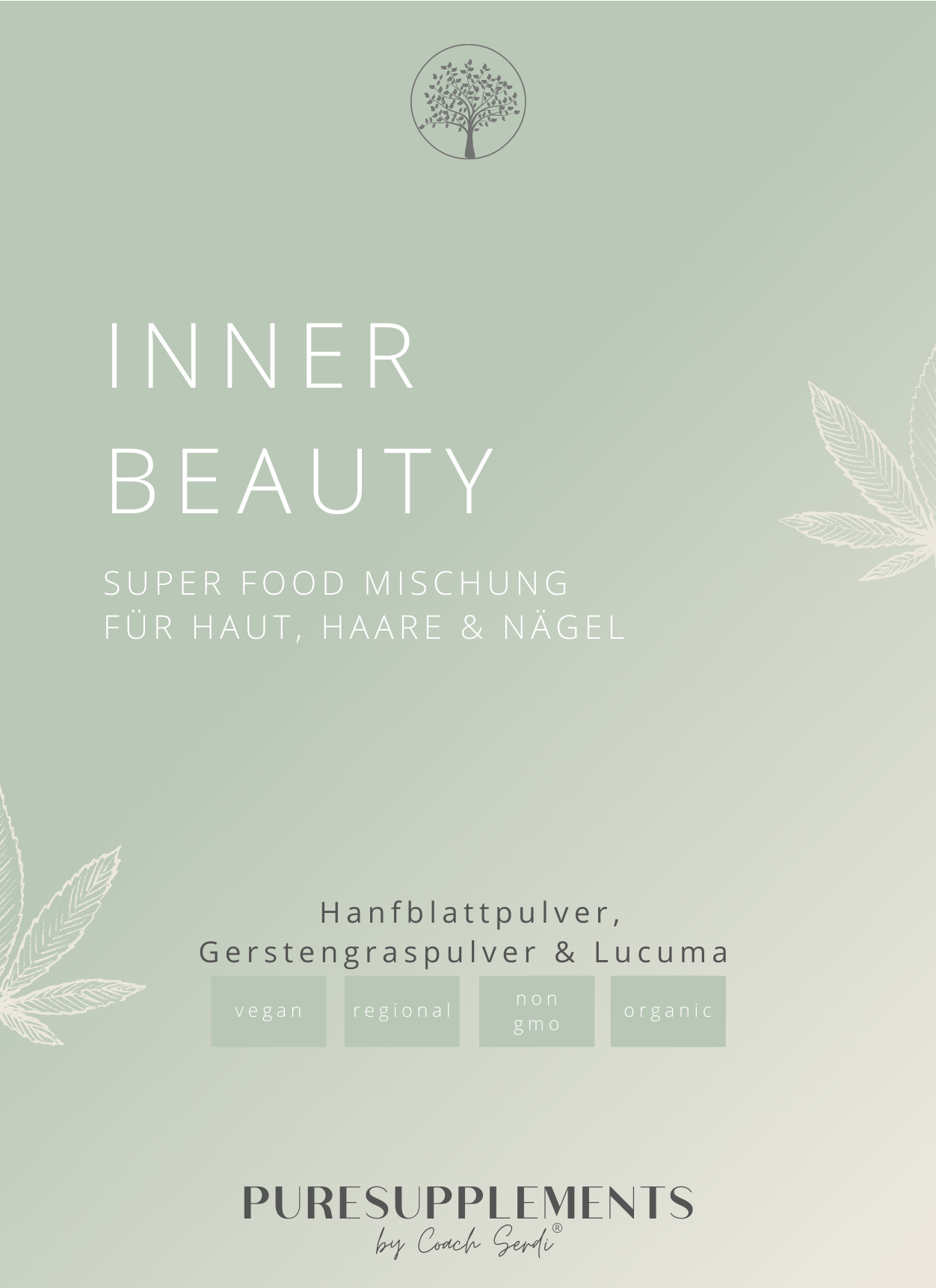 INNER BEAUTY - Haut, Haare & Nägel | Bio Super Food Mischung (Bio Gerstengras&Nutzhanf&Lucuma, 120g)