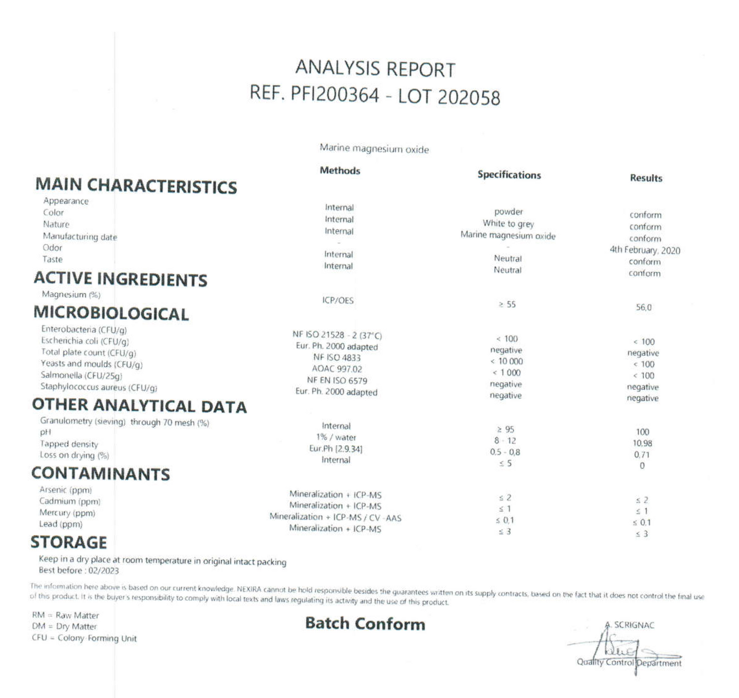 PURESUPPLEMENTS Marine Magnesium_Analyse