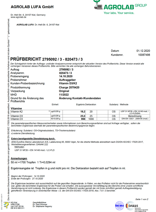 Premium Vitamin D3K2 VEGETARISCH All Trans MK7 Tropfen - 50ML hoch bioverfügbar mit 1700 Tropfen (Europa, Basic, D3 1000IE+ K2 20ug)