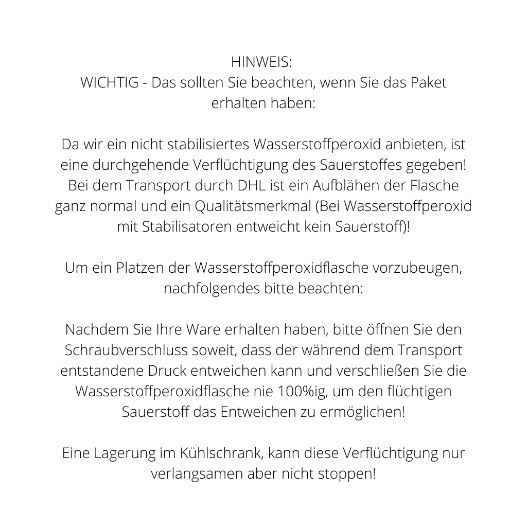 Premium Wasserstoffperoxid H2O2 3,5% hoch energetisiert auf Hexagonalem Urwasser (wpo, aktives Sauerstoff, 0% Zusätze, 250ML)