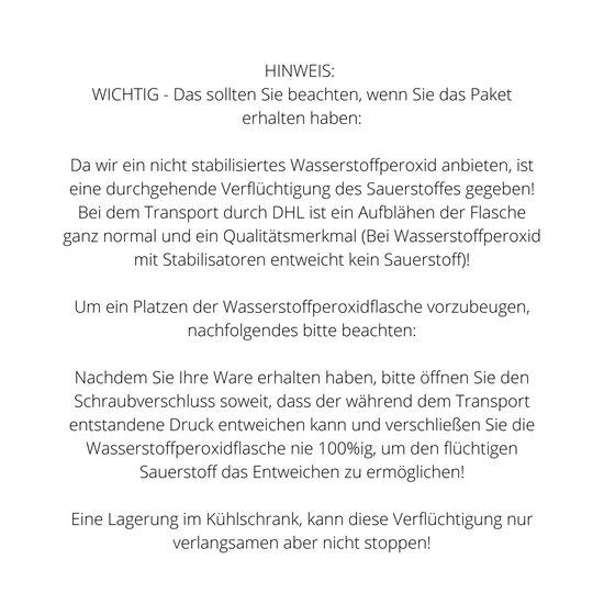 Premium Wasserstoffperoxid H2O2 3,5% hoch energetisiert auf Hexagonalem Urwasser (wpo, aktives Sauerstoff, 0% Zusätze, 250ML)