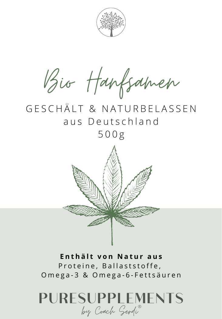 Premium Bio Hanfsamen geschält 500g aus Spitzenanbau Deutschland (Rohkost-Vegan)