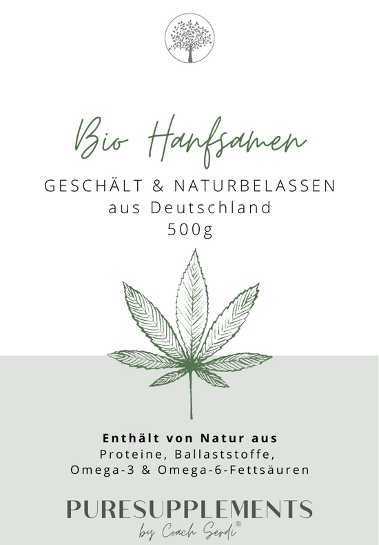 Premium Bio Hanfsamen geschält 500g aus Spitzenanbau Deutschland (Rohkost-Vegan)