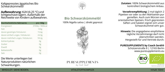 Premium Bio Schwarzkümmelöl aus Spitzenanbau Ägypten (2x 50ml mit Pipette, schonend gefiltert, Spitzenqualität + Thymochinon)